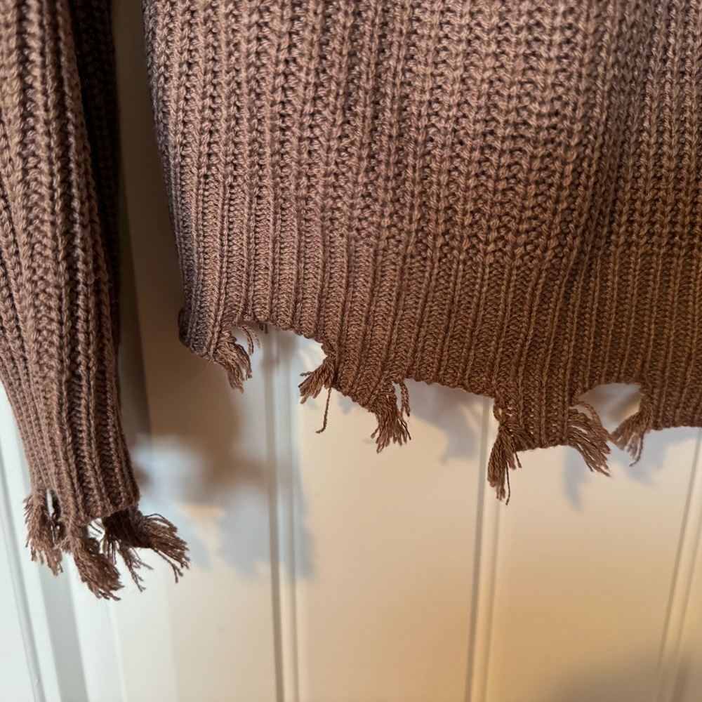 Solid Destructed Hem Button Down Cardigan - image 4